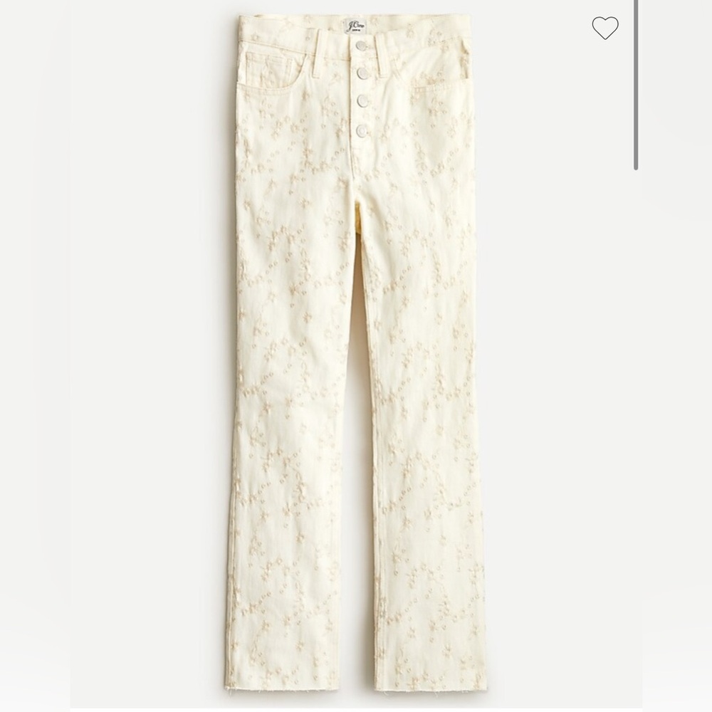 J. Crew Factory Billie 10" Demi-boot crop jean in eyelet